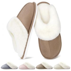 QQSQ Chaussons Femme Homme Hiver Pantoufles Maison Chaud Confort fourr&eacute;s Faux Daim &agrave; Fourrure Doublure Pantoufles Slippers Cuir Peluche Mules Fourrure Antid&eacute;rapantes pour Int&eacute;rieur/Ext&eacute;rieur (ZHAKAYU LTD, neuf)