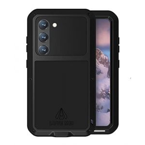 LOVE MEI pour Samsung Galaxy S23 Coque, Outdoor Heavy Duty Aluminium M&eacute;tal Coque Antichoc Anti-poussi&egrave;re Bumper &eacute;tui de Protection Complet du Corps avec Verre tremp&eacute; pour Samsung Galaxy S23 (Noir) (YiMi store, neuf)