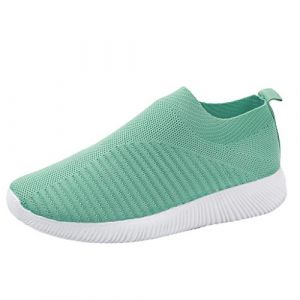 Basket Sans Lacet Femme Confortable Basket Running Chaussures de Sport En Plein Pour Femmes Sans Lacet Sur Des Semelles Confortables Chaussures de Sport Outdoor Sneakers Femme (Mint Green,43) (SOFPL2, neuf)