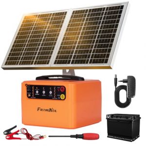 48 KM Cl&ocirc;ture &Eacute;lectrique Solaire, 0,3 J&ndash;1,5 J, 6 KV&ndash;12 KV R&eacute;glable Cl&ocirc;Ture &Eacute;Lectrique Pour Animaux avec Panneau Solaire 15 W, Batterie Plomb-Acide 12 V 7 Ah Int&eacute;gr&eacute;e, Adapt&eacute; aux Bovins , aux Fermes (mtchavno, neuf)