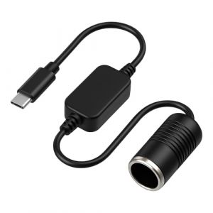 C&acirc;ble D'alimentation USB C M&acirc;le vers 12V Prise Allume-Cigare C&acirc;ble Convertisseur 6W pour Dash Cam, GPS, Bandes Lumineuses LED de Voiture, Rouge, 30cm (CanJiaLiMao, neuf)