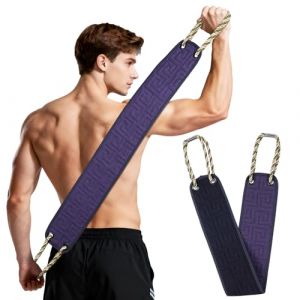 Beugo Gommage du Dos pour la Douche, Gant de Toilette Exfoliant Double Face avec Poign&eacute;es Sangle de Bain Exfoliant pour le Dos Homme et Femme pour un Nettoyage en Profondeur, Violet Fonc&eacute; (Beugo, neuf)