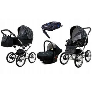 BabyLux&reg; Enfant Poussette Combin&eacute;e Set 4 en 1 - Margaret Exclusive - incl. Nacelle, Canne, Si&egrave;ge de voiture, ISOFIX Base - Si&egrave;ge Auto - Landau B&eacute;b&eacute; - avec Sac &agrave; langer, Habillage pluie etc. (BabyLux-shop, neuf)