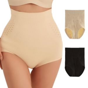 YKDLLF Lot de 2 Femme Ventre Plat Culotte Invisible sans Couture Taille Haute Panty Plat Culotte Femme Nylon Taille Haute Lot de 2 Confort Stretch Ventre Plat Doux Extensibles Slip (YUNIAN-Direct, neuf)