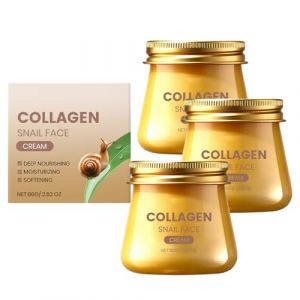 Cr&egrave;me visage au collag&egrave;ne d'escargot - Soin hydratant anti-&acirc;ge r&eacute;parateur et rajeunissant &agrave; la mucine d'escargot et &agrave; l'acide hyaluronique - Cr&egrave;me raffermissante et &eacute;claircissante pour les rides (3) (QK-LINK, neuf)