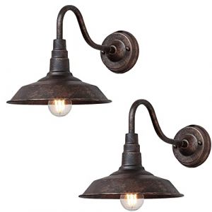 Moddeny 2 Pack Appliques murales ext&eacute;rieures IP54 &eacute;tanche r&eacute;tro applique murale montage mural Vintage porche appliques murales 9,8 pouces col de cygne lampes murales ext&eacute;rieures (Moddeny FR Factory Lighting, neuf)