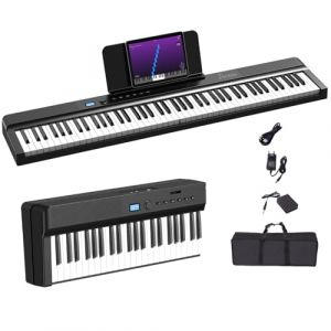 Piano pliable amélioré 88 touches, clavier semi-lesté pleine taille, prend en charge MIDI, clavier de piano pliable portable Bluetooth avec pédale de sustain et sac de piano, pupitre (CHUANGLONGHUI, neuf)