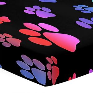 Hiseng Drap Housse pour Lit Bébé Enfant Empreinte Motif Doux Draps Housses pour lit de Bébé et lit d'Enfant en Microfibre Protège Matelas Compatible pour Berceaux de Chevet (Arc en ciel,65x95cm) (Hiseng, neuf)