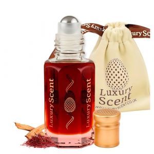Huile parfum&eacute;e Safran Roll-on 6 ml - Attar arabe longue dur&eacute;e sans alcool - Parfum chaud et &eacute;pic&eacute; de qualit&eacute; sup&eacute;rieure - Unisexe - Avec notes Zafran et Kesar - Pochette cadeau en velours incluse (Luxury Scent, neuf)