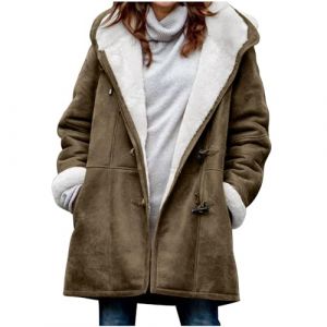 Manteau Long Capuche en Laine Fourré Hiver Cintrée Femme Veste Polaire Femme avec Capuche Grande Taille Manteau à Sweat Peluche en Sherpa Zippée Sweats à Capuche Fleece Manteau Bon Marché (⭐⭐⭐⭐⭐AEGJEGVD⭐⭐⭐⭐⭐, neuf)