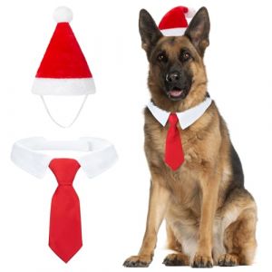MELLIEX 2 Pi&egrave;ces Costume de No&euml;l pour Chien Chat, Ensemble de Chapeau Cravate de Chien de No&euml;l R&eacute;glable pour Animaux de Compagnie（Grand） (Pailey, neuf)