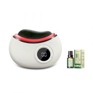 HAGJII Gua Sha Visage Avec Th&eacute;rapie Par Lumi&egrave;re Led Appareil Anti Rides Visage Pour Raffermir La Peau Et Soulager Les Poches Appareil De Massage Pour Le Cou Et Le Visage(Black Bian Stone) (hengwangjia, neuf)