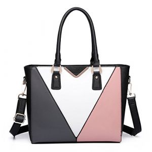 Miss Lulu Sac à Main Femme en Cuir PU, Cabas Bandoulière Multicolore,Idéal pour l'École, le Travail et l'Usage Quotidien (Domile Direct, neuf)