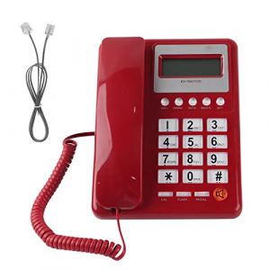 SOMK Téléphone Filaire Rouge Rétro avec Affichage de l'Identité de l'Appelant, Téléphone de Bureau pour Personnes Âgées, Répondeur Numérique (hightseck, neuf)