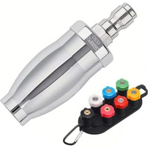 Nozzle rotatif turbo pour nettoyeur haute pression en acier inoxydable 4000 PSI pour eau chaude et froide, raccord rapide 1/4 pouce, orifice 3,0 avec kit de 7 embouts de pulv&eacute;risation &agrave; degr&eacute;s multipl (zhenxiaeu, neuf)