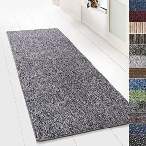 KARAT Tapis de couloir pour cuisine, couloir et salon - Tapis de couloir sur mesure - Au m&egrave;tre - Tapis de couloir - Tapis de cuisine - Tapis de salon (80 x 350 cm, Turbo - Gris) (MEISTEREI, neuf)