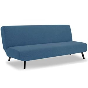 TIANSHU Housse Clic Clac Extensible, Housse de Canapé Clic Clac 3 Places Ajustable élastique Jacquard Canapé-lit Housse Protection(3 Places, Bleu Denim) (TIANSHU FR (Trademark registration No 018062900), neuf)