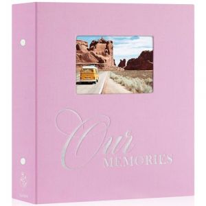 Lanpn Album Photo 10x15 600 Pochette, OURMEMORIES Grand Format Lin avec fenêtre Tissu Album pour Horizontal Vertical Photos (Rose) (BILLIONRVL, neuf)