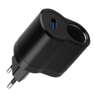 Adaptateur Allume-Cigare 220 V vers 12 V, Convertisseur CA vers CC avec Prise Secteur UE, Transformateur 220V vers 12V Allume Cigare, Chargeur Universel pour Voiture, GPS Cam&eacute;ra USB (LiYouZhiXiang, neuf)