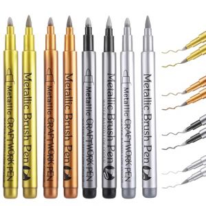 Thboxes Lot de 8 stylos m&eacute;talliques, 4 couleurs m&eacute;tallis&eacute;es, marqueur dor&eacute;, marqueur argent&eacute;, bronze noir, marqueur acrylique, &eacute;tanche, pour album, pierres, bois, verre, bricolage, dessin (Auool, neuf)