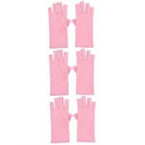 Healeved 3 Paires ongles mitaines anti uv UV LED anti-uv nail art anti UV à ongles UV de protection UV pour lampe à ongles en gel spandex rose (Sonieg, neuf)