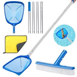 TUIBEIDAMAI Epuisette Piscine avec Manche Telescopique 187cm,Epuisette Piscine Maille Extra Fine avec Brosse Piscine,Kit de Piscine Nettoyage,pour Piscines,Spas,Fontaine,&Eacute;tang Nettoyage (TUIBEI, neuf)