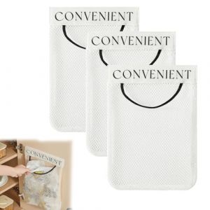 JEYORZY 3 Pcs Adh&eacute;sive Amenagement Placard Cuisine, Sacs De Rangement Suspendus, Sac Plastique Rangement, Aucun Poin&ccedil;onnage Requis, Poche En Filet Respirant Pour Placard, Salle De Bain, Cuisine (Wacicy EU, neuf)