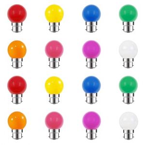 ZFQ Ampoule Couleur LED B22, 200LM, G45 2W LED Lampe Décorative Halloween, Noël, Fête, Multicolore, Couleurs Mixtes Rouge/Jaune/Bleu/Vert/Violet/Orange/Rose/Blanc Chaud, Lot de 16 (ZFQ, neuf)