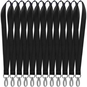 Godneei 12 Pi&egrave;ces Cordon Tour de Cou Porte Cl&eacute; Noir 45 cm, Tour de Cou Clef avec Crochet M&eacute;tallique, Id&eacute;al pour Badges &Eacute;tudiants, Cartes de Travail, Cl&eacute;s et Pass d&rsquo;Acc&egrave;s (Tshingo, neuf)
