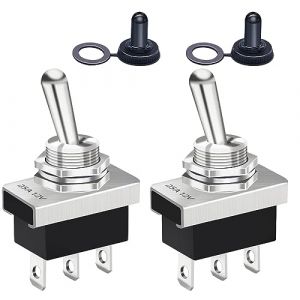 Taiss 2 pièces interrupteur à bascule 12V 25A SPDT ON-Off-ON 3Pin 3 Positions avec mise à niveau automatique de voiture capuchon étanche KN3D-103 (zhi-yuan, neuf)