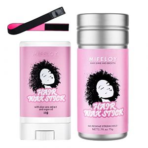 Set de coiffure femme 3 pièces, bâton de cire pour cheveux de 2.7oz, pomade modelant de cire pour cheveux crémeux de bébé mouches, 0.53oz hair cream gel control finition bord, bande élastique perruque (Green kb lighting, neuf)