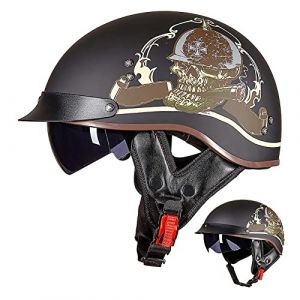 ACLFFSHOP Demi Casque De Moto, Casque Jet R&eacute;tro, Casque Bol Moto Homologu&eacute; ECE, Casques Vintage &agrave; Face Ouverte, avec Pare-Soleil et Doublure Int&eacute;rieure Amovible, pour V&eacute;los Motos Scooter (GXPgxp, neuf)