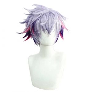 Cosplay Wig Perruque Anime for Vtuber Minato Fuwa Perruque Cosplay, Perruque Courte Rose Mixte Violet, Perruque Costume Halloween, for Halloween, Fête Costumée, Spectacle Anime, Événement Cosplay, Con (good stuff A, neuf)