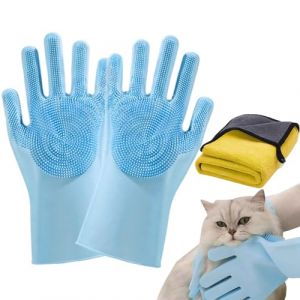 Guantes Para Lavar Perros - Guante Quita Pelos Mascota | Toallitas De Limpieza Para Perro Y Gato | Cepillo De Para El Aseo | Herramientas De Limpieza Para La Muda De Pelo De Cachorros, Gatitos (yiyuxa, neuf)