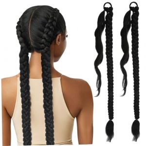 TOYZFRIENDY 2 pièces Extensions Cheveux Tressés Longs Accessoires Femmes Rajouts Résistants pour Queue de Cheval Tressée Décoration Coiffure Élégante (Muliuin, neuf)