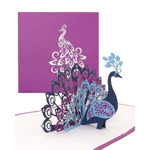 Carte pop-up 3D &laquo; Paon &ndash; Plumes de paon &raquo; &ndash; Carte d'anniversaire, de mariage et d'invitation en violet &ndash; Carte de f&eacute;licitations & carte d'invitation pour mariage & anniversaire avec enveloppe (Cologne Cards | Pop-Up Karten, neuf)