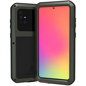 Love Mei pour Samsung Galaxy A71 Coque, Heavy Duty Imperméable Antichoc Anti-poussière étanche Housse Hybrid Métal Aluminium+Silicone Coque avec verre trempé pour Samsung Galaxy A71 6.7 Pouces (Green) (iCover Case Store, neuf)