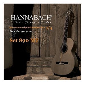 Cordes de guitare classique Hannabach Série 890 MT pour guitare d'enfant 1/4 Diapason : 49-52cm - La5 filé - 8905MT 1/4 (Z-Bombilla, neuf)