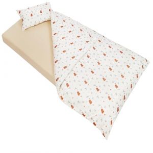 Lovely Hippo Drap Housse 80x160 + Housse de Couette 120x170cm + Taie Oreiller Enfant 40x60 cm - Parure pour Lit Cabane 80x160 cm (Ourson, Lit 80x160cm - Parure 3 pi&egrave;ces) (VRC Products France, neuf)
