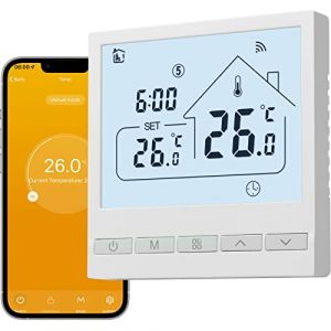 Beok Tuya Thermostats Intelligents Thermostat de Chauffage Thermostat d'ambiance Thermostat WiFi Thermostat pour Chauffage par Le Sol électrique Compatible avec Alexa, Google 16A TOL47 (Beok, neuf)