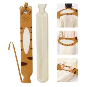 Lvjkes Bouillotte Peluche, Bouillotte Eau Chaude Longue, 2 Litres 72x12 cm Bouillotte en Caoutchouc Avec Couvercle, Amovible pour le nettoyage, Convient au cou, au ventre et au dos (Jaune/Tigre) (xianxinbaishunshangmaoyouxiangongsi, neuf)