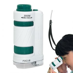 Microscope de Poche - Microscope de Poche Enfant | Microscope portatif Miniscope | Microscope portatif &eacute;clair&eacute; par LED, Zoom 60x &agrave; 180x | Microscope de Poche &eacute;ducatif | Microscope pour Les Enfant de (chnmkz, neuf)