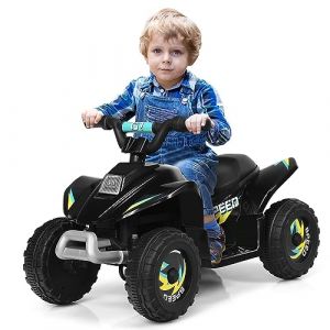 COSTWAY Quad avec Batterie 6V pour Enfant, Quad Électrique avec Marche Avant/Arrière, Fonctionnement Sécurisé et Vitesse Max de 4,5 km/h, Cadeau pour Garçons et Filles, Bleu/Noir/Blanc/Rouge (Noir) (FDS GmbH, neuf)