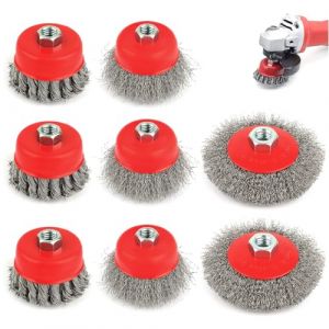 8 Pi&egrave;ces Brosse M&eacute;tallique Meuleuse pour Perceuse Meuleuse D'angle, Brosse &agrave; Ffil Filet&eacute; avec Filetage M14, Brosse Meuleuse, Brosse M&eacute;tallique Perceuse de 75 mm Et 100 mm pour D&eacute;rouillage Polissage (LAURAGRIGOSTORE, neuf)