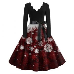 Robe de Noel Femme Robe de soirée Longue Chic Tenue mère noël Sexy déguisement Adulte Femme Nuisette Noel Tenue Mariage Hiver Chic Robes déguisement noël Costume Sexy (PeijIExun, neuf)