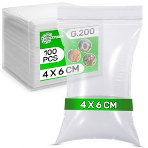 100 Pi&egrave;ces Sachet Zip 4 x 6 cm PE - Food Safe - Sachet Plastique Transparent Zip pour Bonbon Biscuits Alimentaire Chocolat - Epaisseur 0,05 mm G.200 - ONIX TECH (ONIX TECH, neuf)