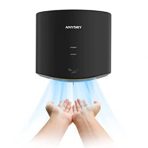 anydry 2630S sèche-Mains Compact, sèche-Mains électrique, Commercial ou Domestique, sèche-Mains Automatique à Grande Vitesse, sèche-Mains pour Toilettes.Logement ABS.1400-1650W.(Noir) (anydry Hand Hygiene Guard, neuf)
