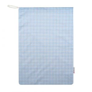 Sac pochon pour crèche ou maternelle - 100% coton, fermeture par cordon, taille 46x60 cm, porte-habits pour garçons et filles. Made in italy. Square bleu fantaisie (Panini Tessuti, neuf)