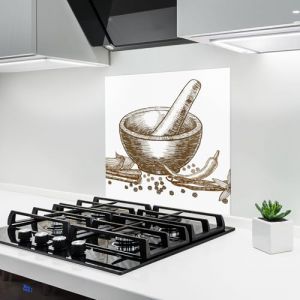 ARTHUB&reg; Cr&eacute;dence de Cuisine en Verre 60x60 cm, Spicies | Protection Contre Les &eacute;claboussures, Rev&ecirc;tement Mural en Carreaux, Plaque en Verre, Verre tremp&eacute;, Aliments, &Eacute;pices (ARTHUB - wall decor, neuf)