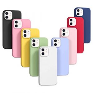 9X Coque pour iPhone 12/iPhone 12 Pro, &Eacute;tui Housse Ultra Mince Souple en TPU Silicone, Couleurs de Sucrerie Case Cover, Noir, Bleu, Vert Menthe, Rouge, Blanc, Rose Clair, Violet, Rose, Jaune (Coqinen, neuf)